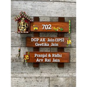 Om Ganesha Name Plate for House with Swastik (1)
