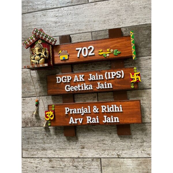 Om Ganesha Name Plate for House with Swastik (4)