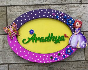 Oval Cute Princess Girls Nameplate