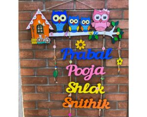 Owl Family Of 4 Wooden Nameplate 3