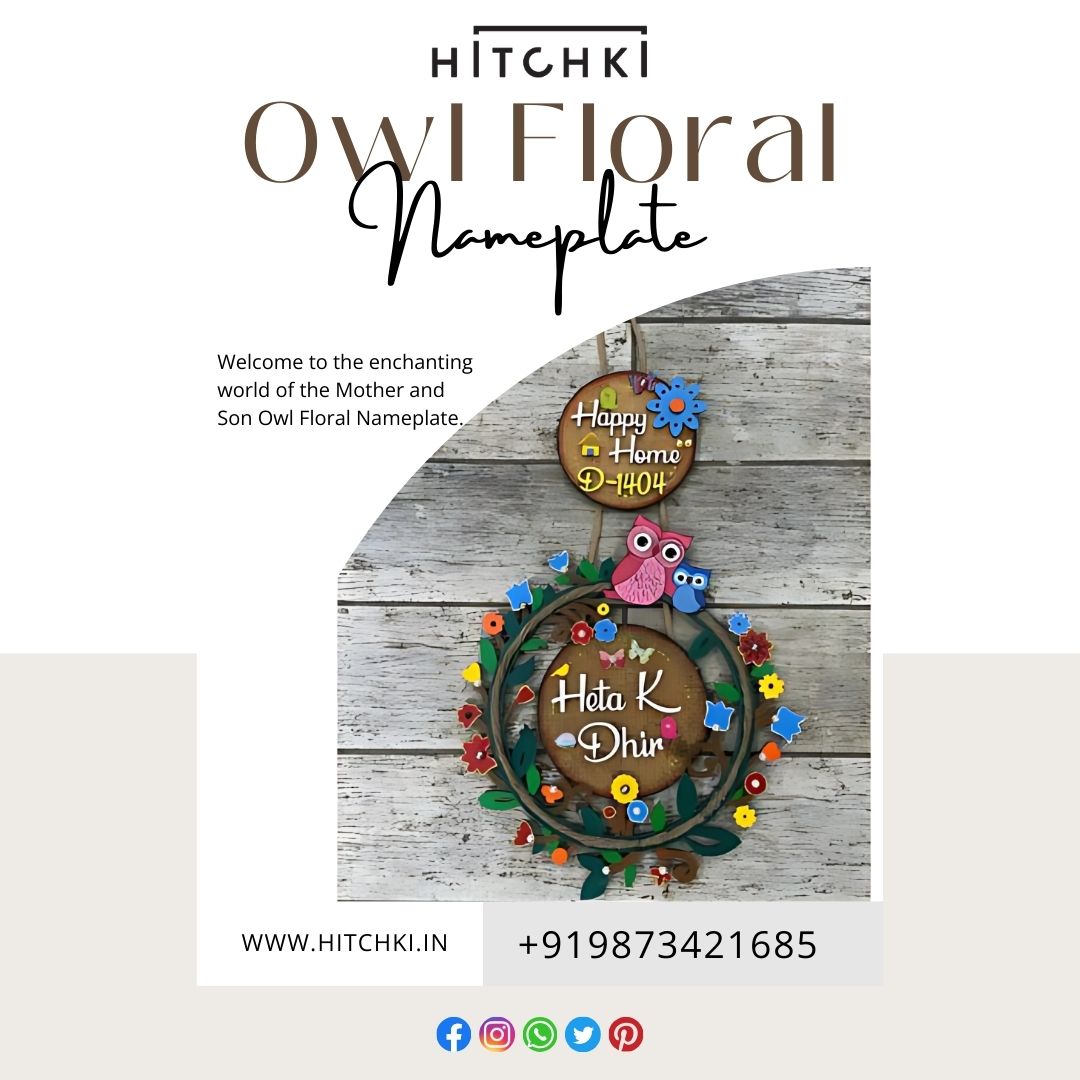 Owl Floral Nameplate Hitchki Post