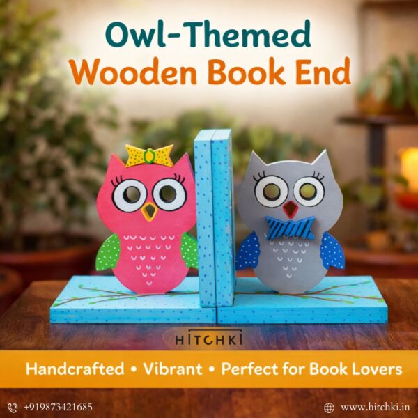 Owl Themed WOoden Book end