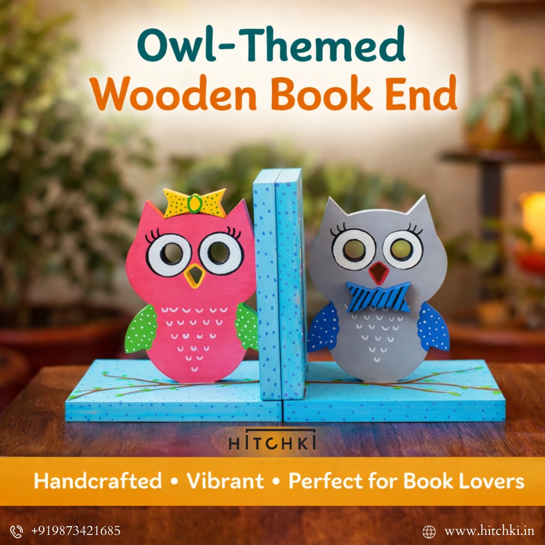 Owl Themed WOoden Book end