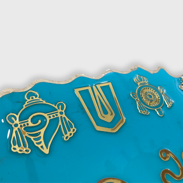 Pacific Blue Oval Zigzag Shape Resin Nameplate 3