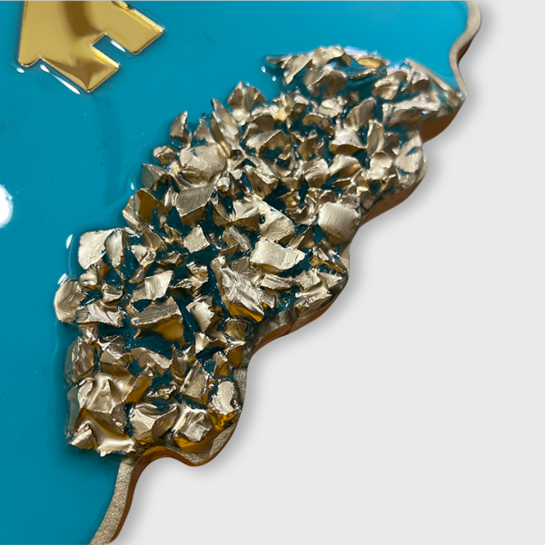 Pacific Blue Oval Zigzag Shape Resin Nameplate 5
