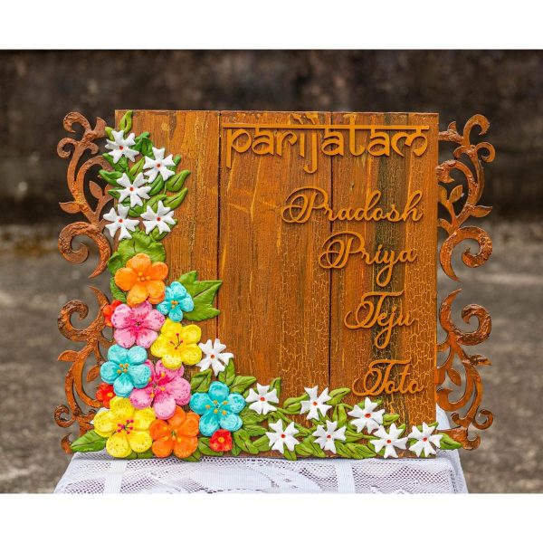 Parijatam Floral Themed Nameplate Creative Corner