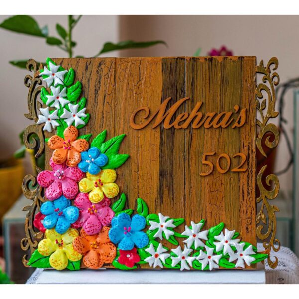 Parijatam Floral themed nameplate creative corner 2