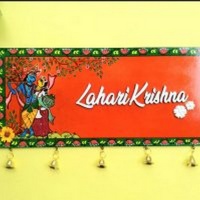 Handcrafted Wooden Dog Wall Decor amp Utility Patachitra painted Wooden Nameplate