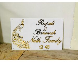 Peacock Design Acrylic House Name Plate 4