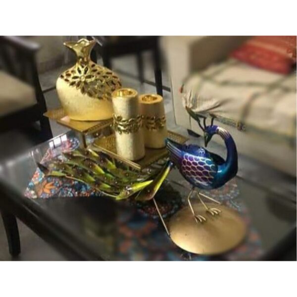 Peacock With Serving Tray Table Decor