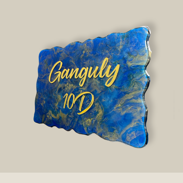 Pearl Blue with Golden Blend Resin Nameplate 1