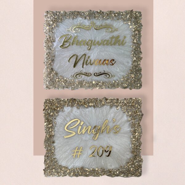 Pearl Casting Handmade Decorative Resin House Nameplate 3