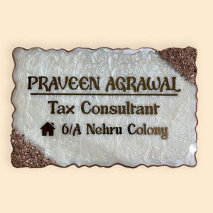Pearl White Resin Nameplate