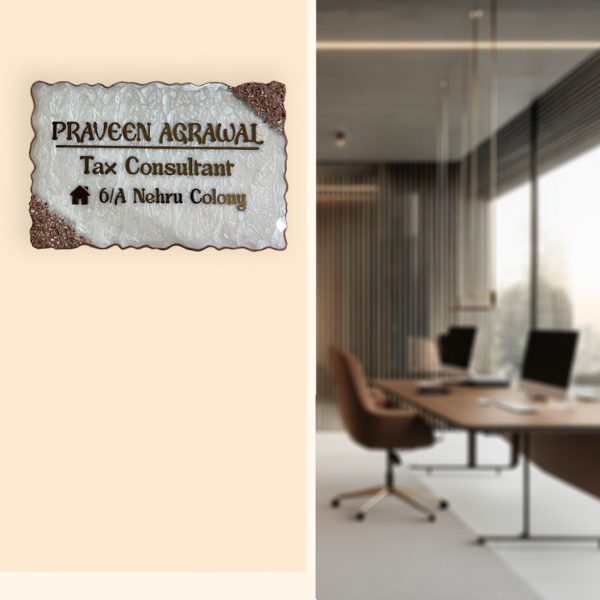 Pearl White Resin Nameplate 2