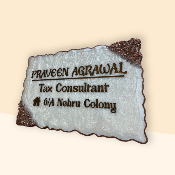 Pearl White Resin Nameplate 3