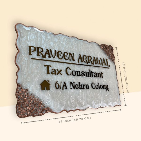 Pearl White Resin Nameplate 4