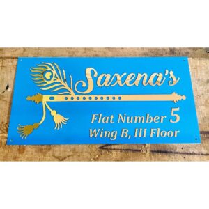 Personalized Acrylic Home Name Plate ( Blue and Golden)