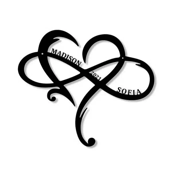 Personalized Couple Infinity Heart Metal Sign 3