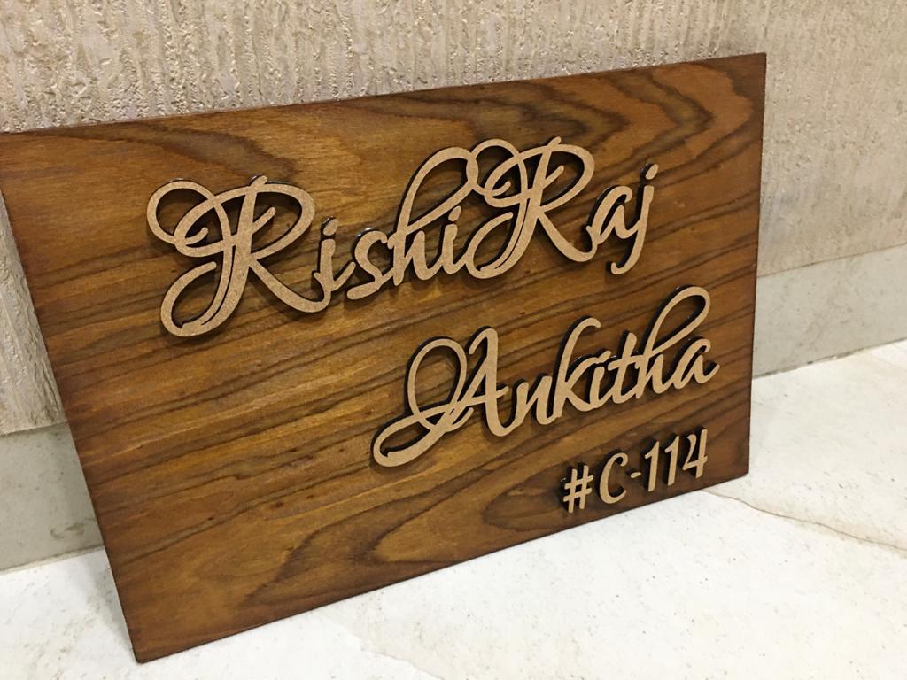 Beautiful Name Plate Designs for Flats Engraved nameplate Personalized Wooden Nameplate 2