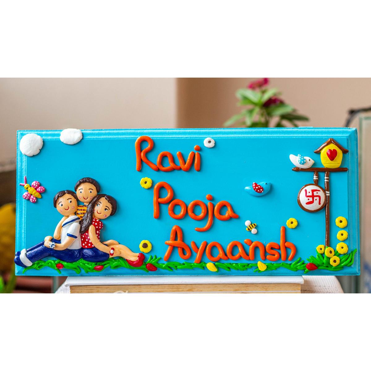 Customized cute family themed nameplate  