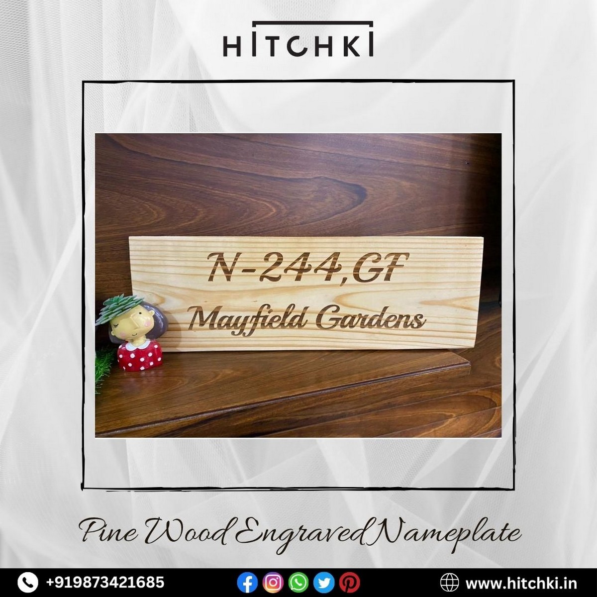 Pine Wood Engraved Nameplate