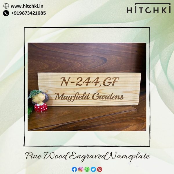Pine Wood Engraved Nameplate