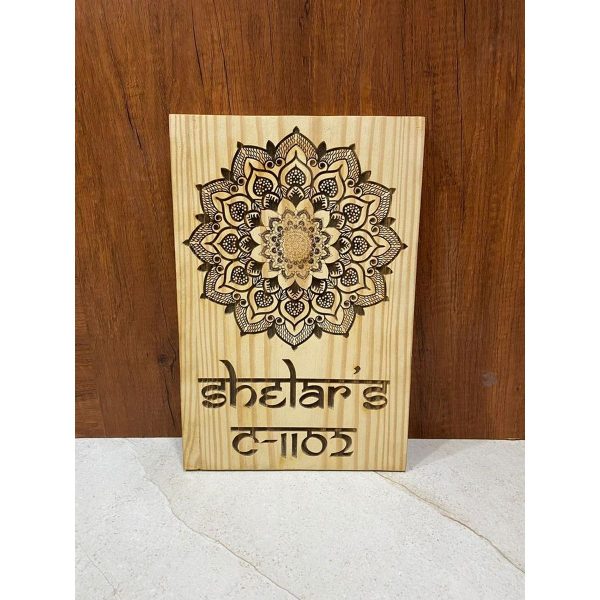 Pinewood Engraved Mandala Nameplate