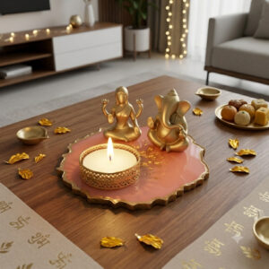 Resin tea Light Holder Subh Labh Subh Labh Tea Light Holder Festive Decor Holder Gift tea Light Holder Diwali Decor Holder