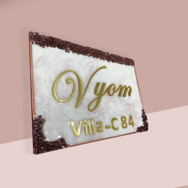 Pink Flare Vyom Resin House Nameplate 1