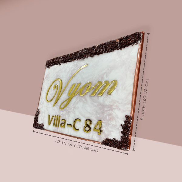 Pink Flare Vyom Resin House Nameplate 3