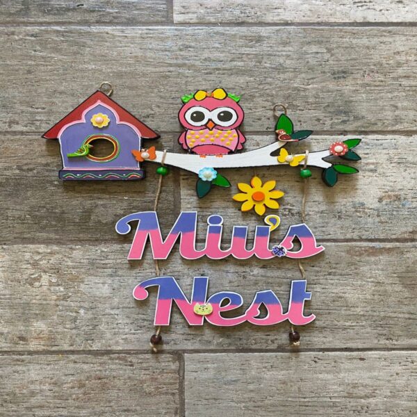 Pink Owl Nameplate for girls3