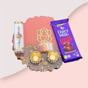 Pink and Transparent Rakhi Special Pooja Platter 1