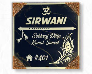 Premium Black Resin Nameplate with Golden Highlight