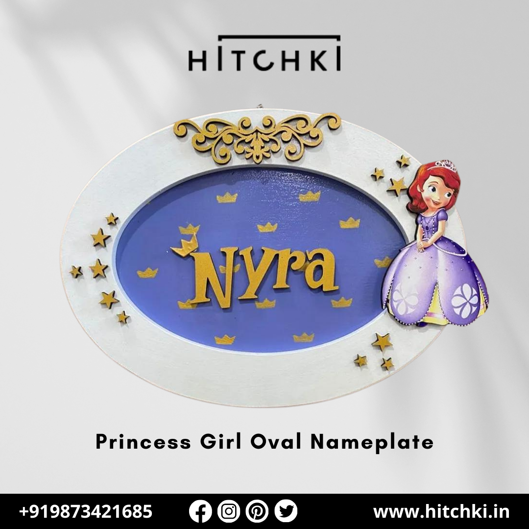 Princess Girl Oval Nameplate – A Royal Touch for Your Little One’s Space ✨