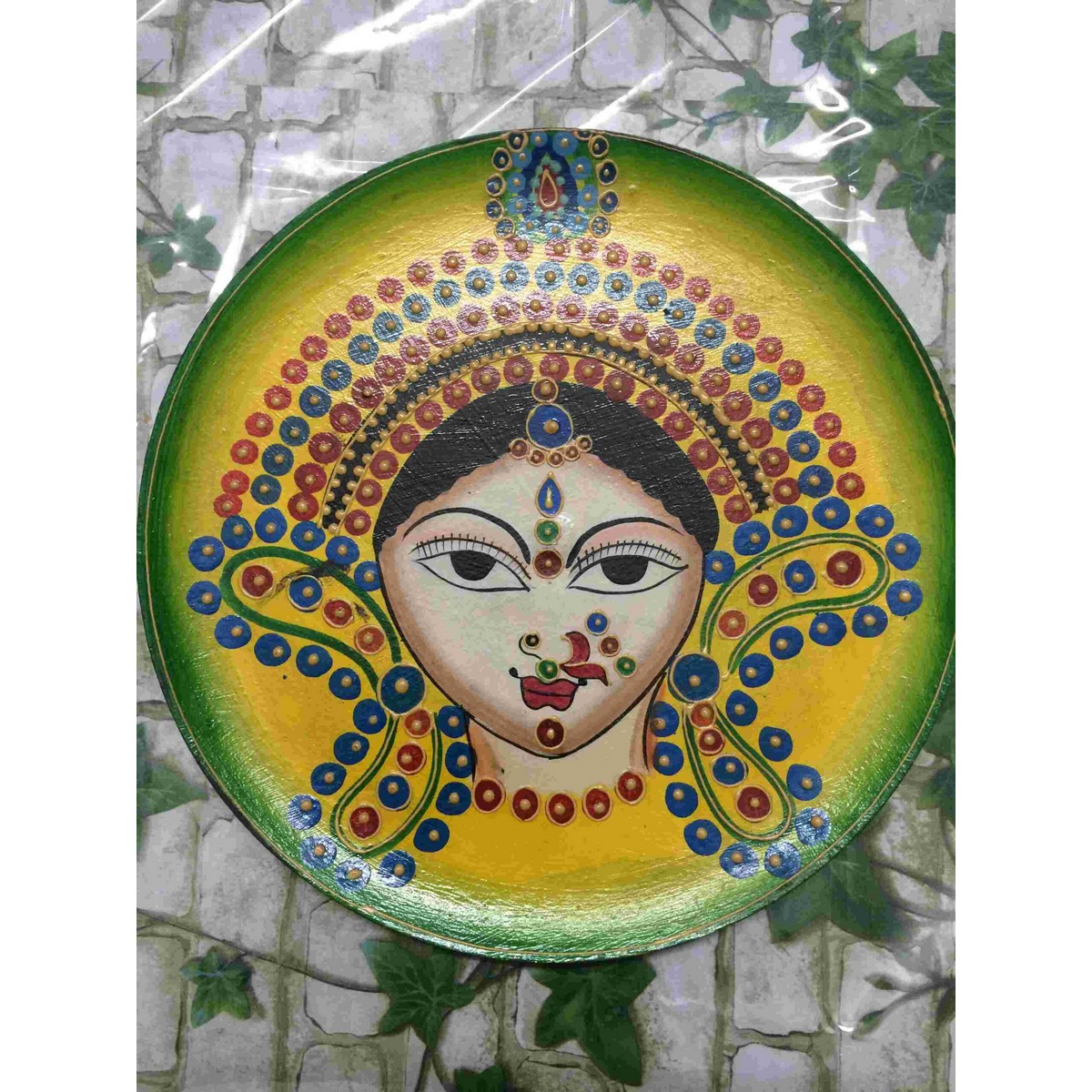 Wall Hanging Colorful Durga Print Plate  