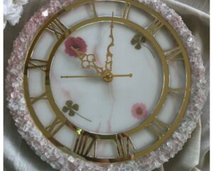 Resin Wall Clock – Crystal Studded with Roman Numerals1