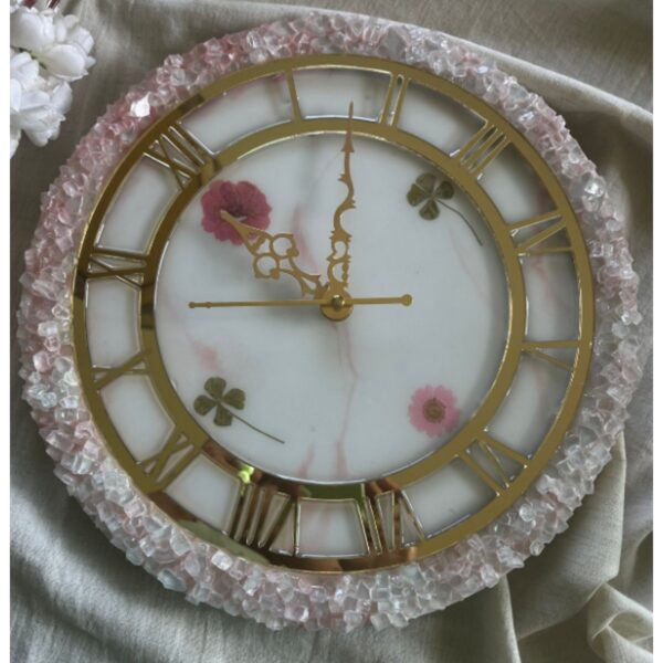 Resin Wall Clock – Crystal Studded with Roman Numerals1