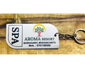 Resort Multicolor Stainless Steel Engraved Keychain