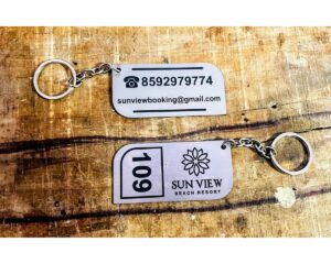 Resort Stainless Steel Keychains Both Side Print