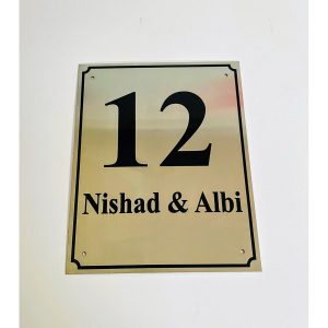 Room Number Metal Engraved Home Name Plate