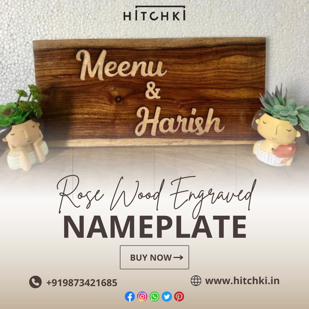 Rose Wood Engraved Nameplate