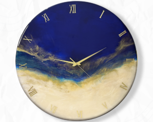 Royal Blue with Metallic Offwhite Resin 24 Inch Wall Clock