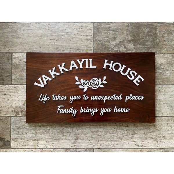 Rustic Elegance Sheesham Wood Name Plate with Unique Design 600x600