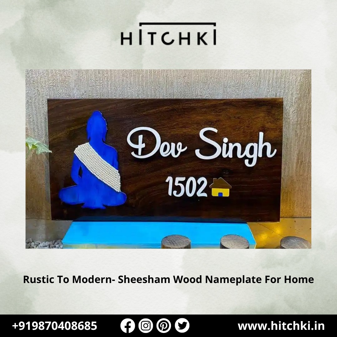 Rustic To Modern Beautiful Sheesham Wood Nameplate For Home