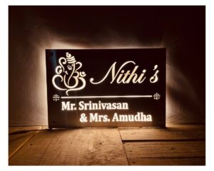 SS 304 LED Home Name Plate customizable