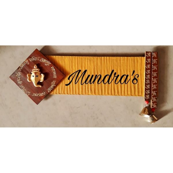Sacred Harmony Divine Ganesha Themed Nameplate for Blessings and Elegance