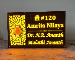 Sai Baba Design Acrylic LED Name Plate