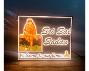 Sai Baba Multicolor Acrylic LED Name Plate