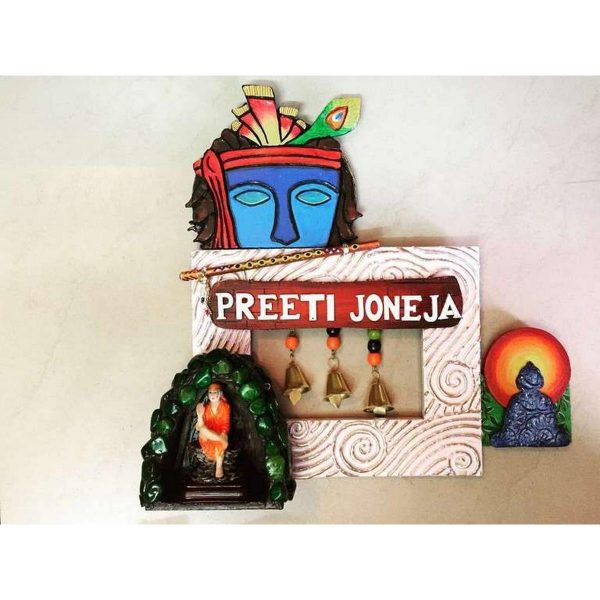 Sai Krishna Buddha Wooden Name Plate