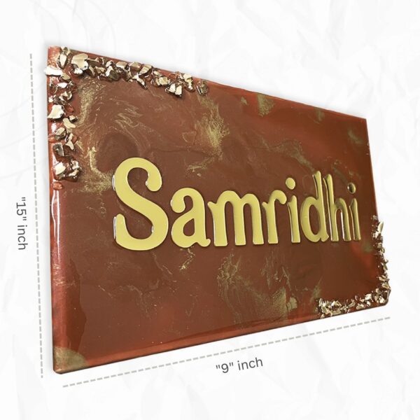 Samridhi Niwas Metallic Chocolate Brown Resin Coated Nameplate2